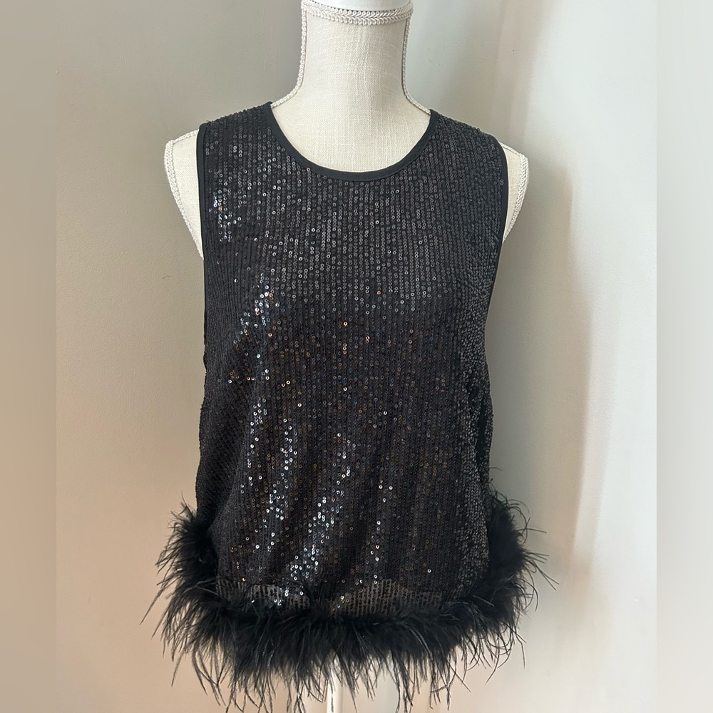 Sequin & feather top